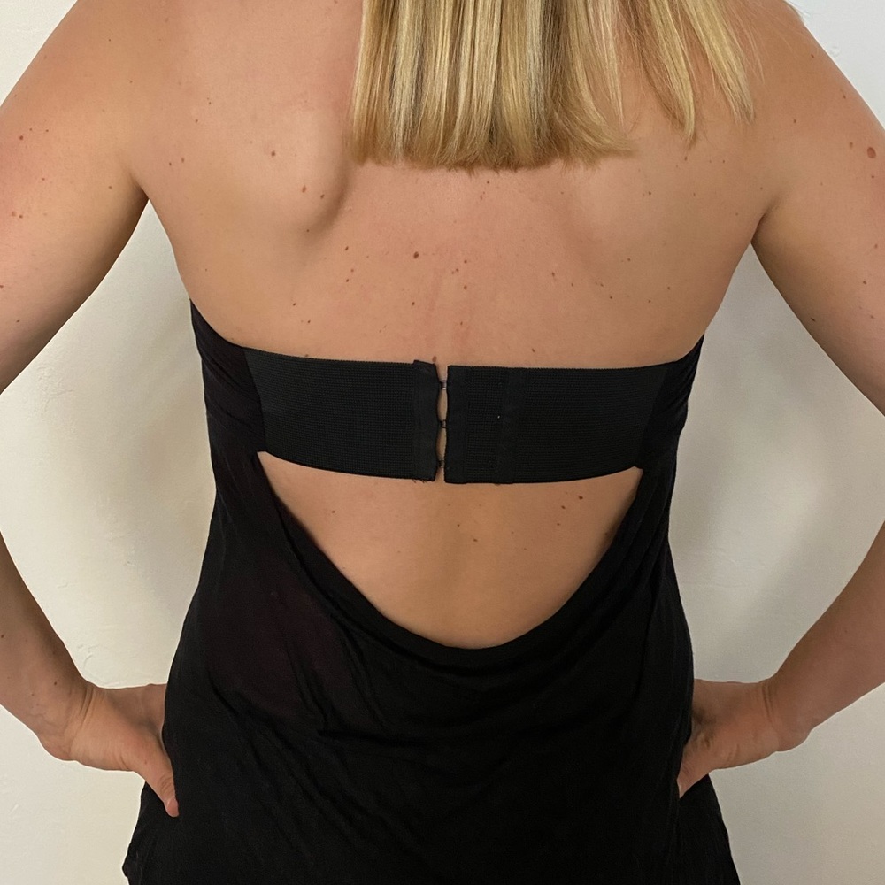 LaROK Draped Backless Tube Top with Elastic Band, Black, Size XS Extra Small